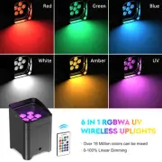 6X18W RGBWA+UV LED Par Light Wireless Stage Party DJ Lights DMX APP Wifi Control