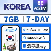 JetSim Korea Travel eSIM (7 Days) 7GB High-Speed Data on SKT
