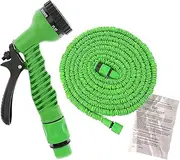 7 Function Spray Hose with Durable Material, Flexible Garden Hose, Expandable Water Hose, Multi Functional Garden Spray Hose,Suitable for Watering Plants Car Wash Gardening (Green, 15M)