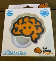 Fat Brain Toy Company Silicone Teether Orange Brain Teether Teething Ring NEW