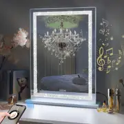 80CM Standing Bluetooth Vanity Mirror with Lights - Crystal Hollywood