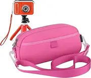 Beautyflier Kids Camera Case for VTech KidiZoom Creator Cam Hold Complete Camera&Tripod, Camera Shoulder Bag for Kids with Adjustable Detachable Strap (Pink)