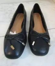 NIB Nautica Alix Black Slip On Ballet Flats Man Made Bow Toe Shoes Women's 7.5