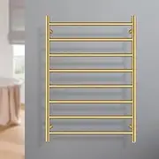 ACA Trading Heated Towel Rail Round 8 Bars 82x60cm Electric Towel Warmer Rail Shelf Wall Mounted Stainless Steel Heated Towel Rack Holder for Bathroom IP55 SAA(Brushed Yellow Gold)