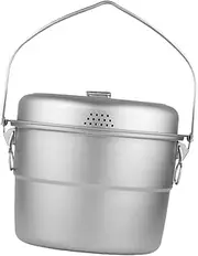 harayaa Camping Hanging Pot Stew Pot 5.5 L Capacity for 5-8 People Cooking Lightweight Outdoor Cookware Soup Pot for Fishing Barbecue