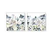 Layered Gardens 2 set White Frame Canvas