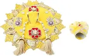 Aditri Creation Laddu Gopal Dress Cloth Bhagwan Poshak of God Krishna Kanhaiya Dev Vastra with Mukut for Metal Idol Statue for Indian Traditional Janmashtami Festival(Size:- 0-1 No.Dia- 10")(Yellow)