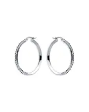 Aqua Cubic Zirconia Channel Set Hoop Earrings in Sterling Silver - Exclusive