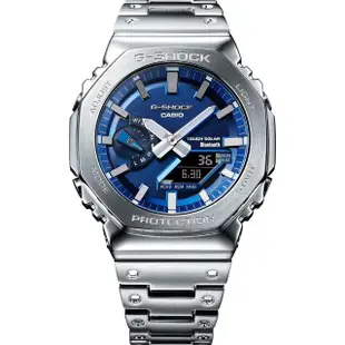 【CASIO 卡西歐】G-SHOCK 八角 農家橡樹 全金屬太陽能藍芽雙顯手錶(GM-B2100AD-2A)