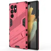 For Samsung S22 Ultra Shockproof Dual-Layer Stand Cover - Pink
