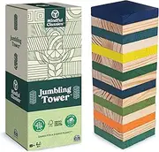Mindful Classics, Jumbling Tower Sustainable Wooden Blocks Tumbling Toppling Bamboo Wood Party Stacking Game, for Adults and Kids Ages 8 and up