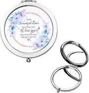 Christmas Birthday Gifts for Sister from Sisters to My Sister Compact Mirror for Purse Big Little Bonus Sister Gift Sentimental I Love You Gifts for Sister in Law Makeup Mirror for Sister