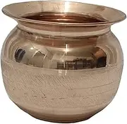Copper Pooja Kalash Lota - Beautifull Design Utensil Drinkware Prayer Vessel Temple Water Storage Pot Accessories Traditional Hindu Handmade 400 ml (13.5 Oz)