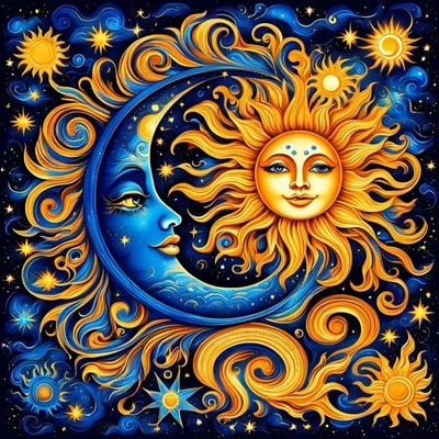 Sun and Moon Diamond Painting Art Kits for Adults Full Drill Gem Art Wall Decor