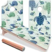 Sea Turtles and Whales Beach Cornhole Wraps Stickers Skins Wraps for Boards