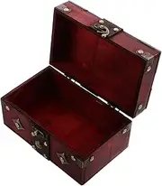 HORIALENCE Box Vintage Storage Box for Jewelry and Trinkets Rectangular Wood Treasure Chest with Latch Elegant Retro Design for Home Decor and Versatile Storage