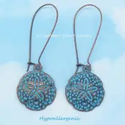 Sand Dollar Earrings Copper Patina Sea Shell 12027-h Seashell
