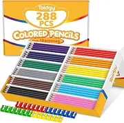 288 Packs Colored Pencils Bulk Classroom, Colored Pencils for Kids 12 Assorted Colors, Coloring Pencil Set Plus 28 Sharpeners, Pre-sharpened Color Pencils, Back to School Supplies Bulk for Teachers