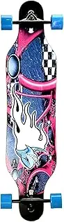 Sports Longboard Street Skateboard, 31.2" 9-Layer Maple Wood Four-Wheel ABEC-9 Bearing King of The Deep Pattern Skateboard Adult Road Brush Street Dance Board
