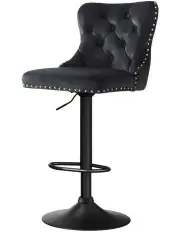 [Artiss] 1x Adjustable Height Nailhead Trim Kitchen Counter Stool in Black