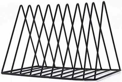 9 Slot Magazine Holder,Desktop File Sorter Organizer Triangle Bookshelf Black