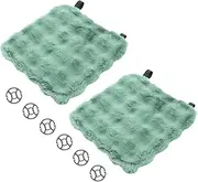 X AUTOHAUX Car Bottom Seat Pad Cover Light Green Cotton Grid Universal for Car SUV Truck 2 Pcs