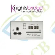 POLISHED CHROME FLAT PLATE 13A SWITCHED SOCKET W/ QUAD USB CHARGER 5V DC 5.1A