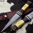 13.4"INCHES HAND MADE DAMASCUS STEEL DAGGER BOWIE KNIFE GIFT FOR HUSBAND & WIFE