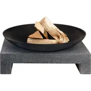 Wildtrak 59x12cm Fire Pit Bowl w/ Granito Stone Base Outdoor Decor Black/Grey