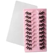 Lashie - Set of 10 Pairs: Volume Criscross Half False Eyelashes Y1005 - Black - One Size