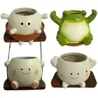 Hanging Head Planter Swing Face Planter Pot Cute Smile Face Garden Accessories