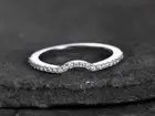 Lab Created Cubic Zircon Silver Half Eternity Curved stacking Band Ring gift