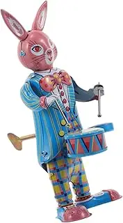 TOYANDONA Retro Iron Rabbit Drummer Robot Toy Wind up Clockwork for Boys and Girls Bunny Toy Decorative Accessory for Home Office
