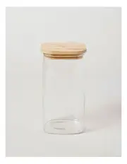 [The Cooks Collective] Round Glass Jar with Bamboo Lid 1.5L in Clear