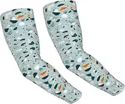 [HOPWODE] Terrazzo Marble Pastel Adult Ice Silk Arm Sleeves White Arm Sleeves Thumbhole Cooling Sleeves Outdoor Supplies, Black