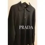 PRADA WOOL KNIT POLO SHIRT LONG SLEEVE SIZE 46