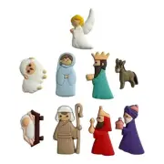 9Pcs Christmas Collection Button Novelty Nativity Scene Flat Back Embellishment