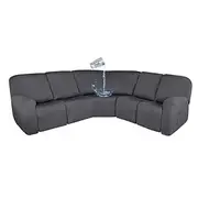 Water Resistant L Shape Sectional Burgundy Reclining Couch Covers Corner Sofa Stretch Jacquard Reclining Couch Covers for Reclining Sofa Soft Washable