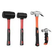ZUZUAN 2 Pack Handle Rubber Mallet 8 OZ and 16 OZ & ZUZUAN 2 Pack Claw Hammer...