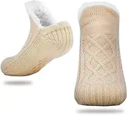 [BAIYSFFG] Slipper Socks for Men and Women Fluffy Slipper Socks with Grippers Non Slip Fleece Lining Heat Holding One Size Non Slip