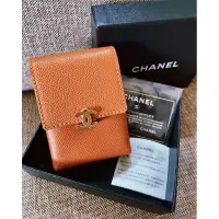 在飛比找蝦皮購物優惠-Chanel Vintage焦糖雙C壓扣皮革小包