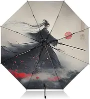 [PDZRMY] Samurai Katana UV Protection Travel Umbrella Compact for Rain and Sun - Auto Open and Close UPF 50+ Windproof Portable 46” Sun Umbrella for Women and Men