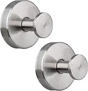Neknock Suction Cup Hooks for Shower, Towel Hooks for Bathroom Kitchen Glass Mirror Tile, Stainless Steel Suction Hooks for Hanging Towel Coat Loofah Robe up to 15 lbs, 2 Pack (Brushed Nickel)