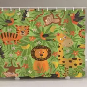 Monkey Giraffe Lion 3D Shower Curtain Waterproof Fabric Bathroom Decoration