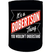 Alcohol Sailing Stubby Holder - Robertson Thing Surname Personalised - Funny Novelty Birthday Gift Joke Beer