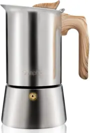 Stovetop Espresso Maker Stainless Steel 9 Cups, Induction-Capable Mocha Pot 450M