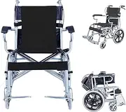 Lightweight Aluminium Wheelchair, with Attendant Brake Transport Wheelchairs Mobility Equipment Portable Fold Up for Adults(C)