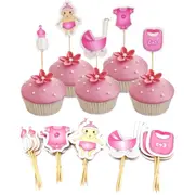20 x Its a Girl Baby Shower Cupcake Toppers Pink Cake Party Decorations Supplies