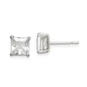 Sterling Silver Polished 6mm Princess Cz Stud Earrings