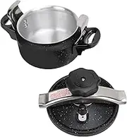 Aluminum Alloy Large Capacity Pressure Cooker Black for Gas Stove Induction Cooker (1.5L)